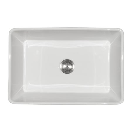 Msi Single Bowl 30'' x 20'' White Fireclay Kitchen Sink with Strainer Basket ZOR-PT-SNK-0020